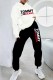 White Street Print Letter Hooded Collar Long Sleeve Two Pieces