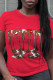 Red Casual Street Print Patchwork Letter O Neck T-Shirts