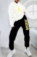 White Street Print Letter Hooded Collar Long Sleeve Two Pieces