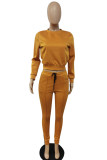 Red Casual Solid Patchwork O Neck Long Sleeve Two Pieces