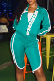 Pink Casual Sportswear Print Patchwork Zipper Collar Long Sleeve Two Pieces