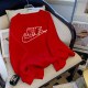 Red Casual Print Letter O Neck Tops