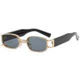 Black Daily Patchwork Rhinestone Sunglasses