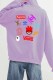 Light Purple Casual Print Letter Hooded Collar Tops