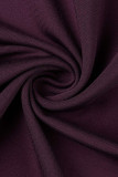 Purple Casual Solid Patchwork V Neck Long Sleeve Two Pieces