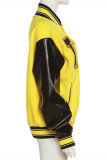 Yellow Casual Print Patchwork Long Sleeves Outerwear