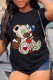 Black Street Cute Print Patchwork O Neck T-Shirts