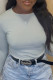 Grey Casual Daily Solid Patchwork O Neck Tops