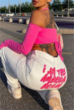 Rose Red Sexy Casual Solid Bandage Backless Off the Shoulder Tops