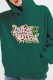 Ink Green Casual Print Letter Hooded Collar Tops
