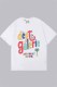 White Casual Print Letter O Neck T-Shirts