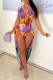 Purple Sexy Casual Print Tie Dye Hollowed Out Slit V Neck Regular Jumpsuits