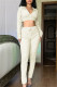 Apricot Casual Solid Patchwork Hooded Collar Long Sleeve Two Pieces