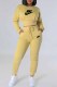 Earth Yellow Casual Print Letter O Neck Long Sleeve Two Pieces
