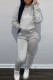 Grey Casual Solid Patchwork Hot Drill Hooded Collar Long Sleeve Two Pieces