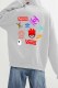 Grey Casual Print Letter Hooded Collar Tops