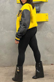 Yellow Casual Print Patchwork Long Sleeves Outerwear