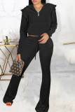 Camel Casual Solid Patchwork Zipper Collar Long Sleeve Two Pieces