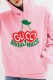 Pink Casual Print Letter Hooded Collar Tops