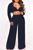 Pink Sexy Solid Patchwork Turn-back Collar Long Sleeve Three Pieces