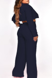 Pink Sexy Solid Patchwork Turn-back Collar Long Sleeve Three Pieces
