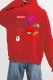 Red Casual Print Letter Hooded Collar Tops