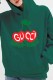 Ink Green Casual Print Letter Hooded Collar Tops