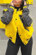Yellow Casual Print Patchwork Long Sleeves Outerwear