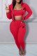 Red Sexy Print Letter Hooded Collar Long Sleeve Three Pieces