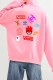 Pink Casual Print Letter Hooded Collar Tops