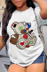 White Street Cute Print Patchwork O Neck T-Shirts