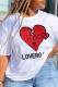 White Casual Daily Print Patchwork Letter O Neck T-Shirts