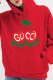 Red Casual Print Letter Hooded Collar Tops