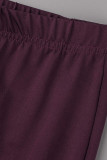 Purple Casual Solid Patchwork V Neck Long Sleeve Two Pieces