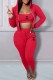 Red Sexy Print Letter Hooded Collar Long Sleeve Three Pieces