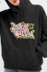 Black Casual Print Letter Hooded Collar Tops