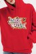 Red Casual Print Letter Hooded Collar Tops