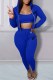 Blue Sexy Print Letter Hooded Collar Long Sleeve Three Pieces