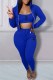 Blue Sexy Print Letter Hooded Collar Long Sleeve Three Pieces