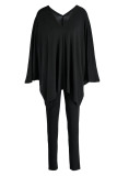 Purple Casual Solid Patchwork V Neck Long Sleeve Two Pieces