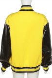 Yellow Casual Print Patchwork Long Sleeves Outerwear