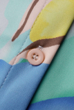 Yellow Casual Print Patchwork Turndown Collar Long Sleeve Two Pieces