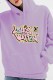 Light Purple Casual Print Letter Hooded Collar Tops
