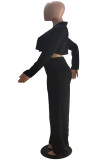 Pink Sexy Solid Patchwork Turn-back Collar Long Sleeve Three Pieces