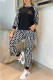 Black Elegant Print Patchwork Letter O Neck Long Sleeve Two Pieces