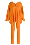 Purple Casual Solid Patchwork V Neck Long Sleeve Two Pieces