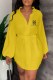 Yellow Casual Print Letter V Neck A Line Dresses