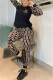 Earth Yellow Elegant Print Patchwork Letter O Neck Long Sleeve Two Pieces