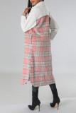 Pink Casual Print Patchwork Buckle Turndown Collar Outerwear
