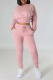Pink Casual Solid Patchwork O Neck Long Sleeve Two Pieces